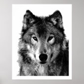 Pop Art Grey Wolf Face Poster Print (Voorkant)