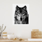 Pop Art Grey Wolf Face Poster Print (Keuken)