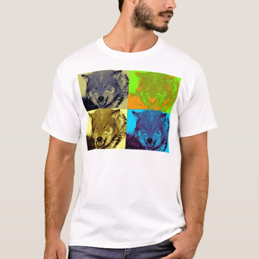 Pop Art Grey Wolf T-shirt (Voorkant)