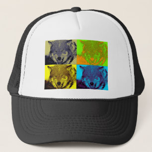 Pop Art Grey Wolf Trucker Pet