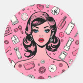 Pop art Gril sticker (Voorkant)