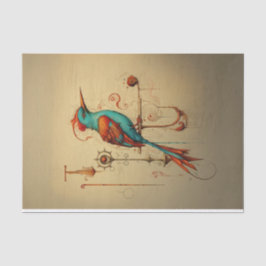Pop art grillige gekleurde vogel decoupage tissuepapier