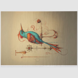 Pop art grillige gekleurde vogel decoupage tissuepapier