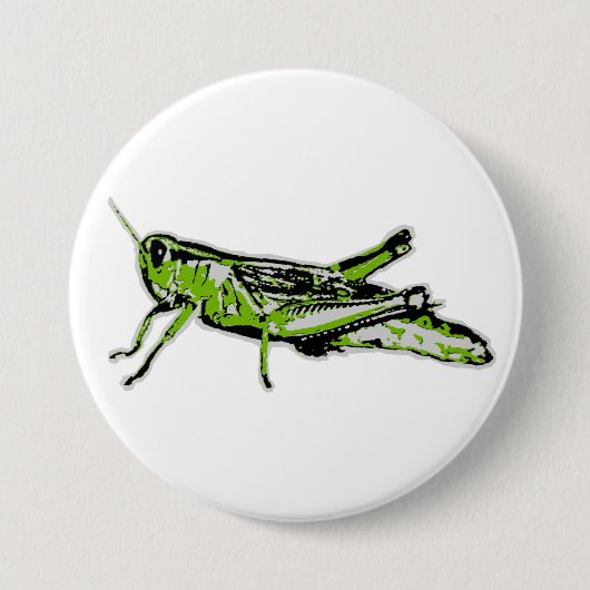 Pop Art Groene Sprinkhaan Ronde Button 7,6 Cm (Voorkant)