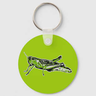 Pop Art Groene Sprinkhaan Sleutelhanger