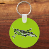 Pop Art Groene Sprinkhaan Sleutelhanger (Voorkant)