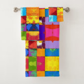 Pop Art grunge Kleurblokken Bad Handdoek (Insitu)