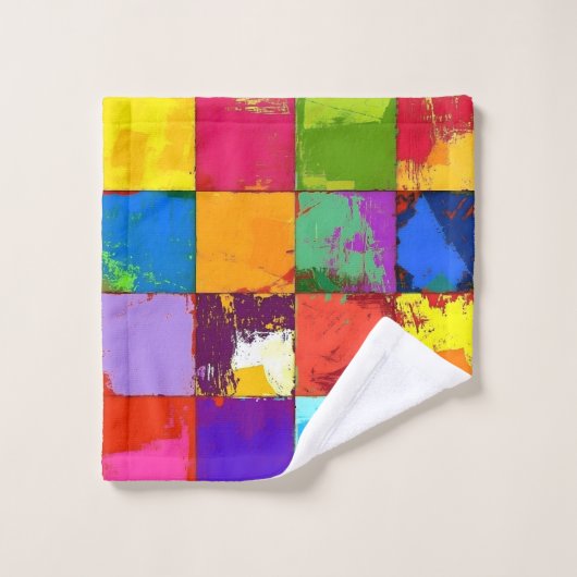 Pop Art grunge Kleurblokken Bad Handdoek (Wasdoekje)