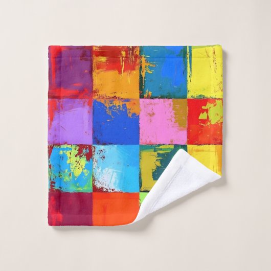 Pop Art grunge Kleurblokken Bad Handdoek (Wasdoekje)