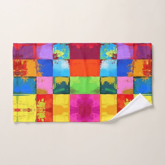 Pop Art grunge Kleurblokken Bad Handdoek (Handdoek)