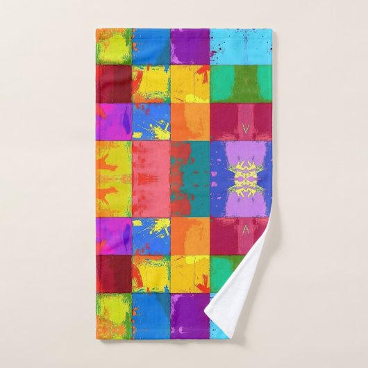 Pop Art grunge Kleurblokken Bad Handdoek (Handdoek)