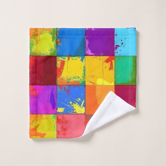 Pop Art grunge Kleurblokken Bad Handdoek (Wasdoekje)