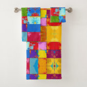 Pop Art grunge Kleurblokken Bad Handdoek (Insitu)