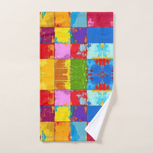 Pop Art grunge Kleurblokken Bad Handdoek (Handdoek)