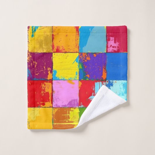 Pop Art grunge Kleurblokken Bad Handdoek (Wasdoekje)