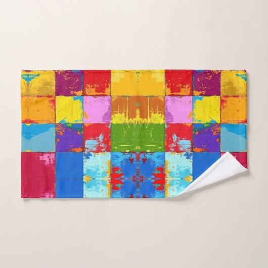 Pop Art grunge Kleurblokken Bad Handdoek (Handdoek)