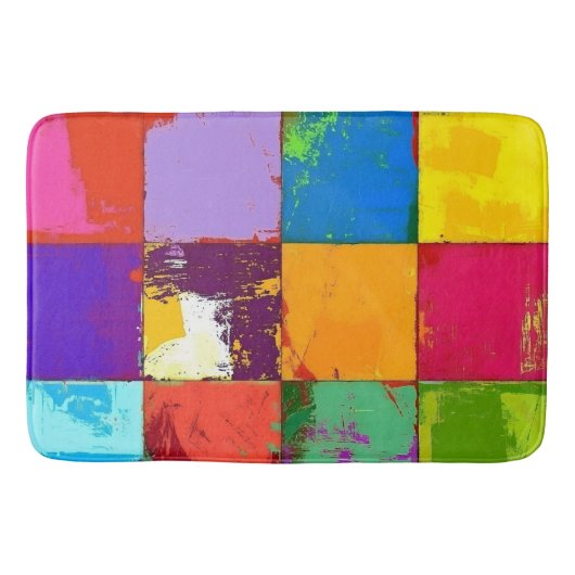 Pop Art grunge Kleurblokken Badmat (Voorkant)