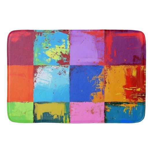 Pop Art grunge Kleurblokken Badmat (Voorkant)