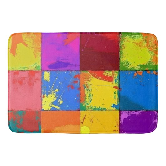 Pop Art grunge Kleurblokken Badmat (Voorkant)