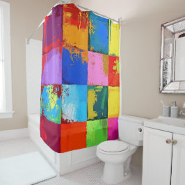 Pop Art grunge Kleurblokken Douchegordijn