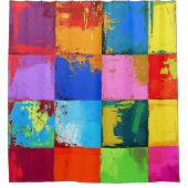 Pop Art grunge Kleurblokken Douchegordijn (Voorkant)