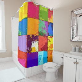 Pop Art grunge Kleurblokken Douchegordijn