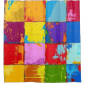 Pop Art grunge Kleurblokken Douchegordijn (Voorkant)