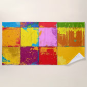 Pop Art grunge Kleurblokken Strandlaken (Voorkant)