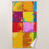 Pop Art grunge Kleurblokken Strandlaken (Voorkant)