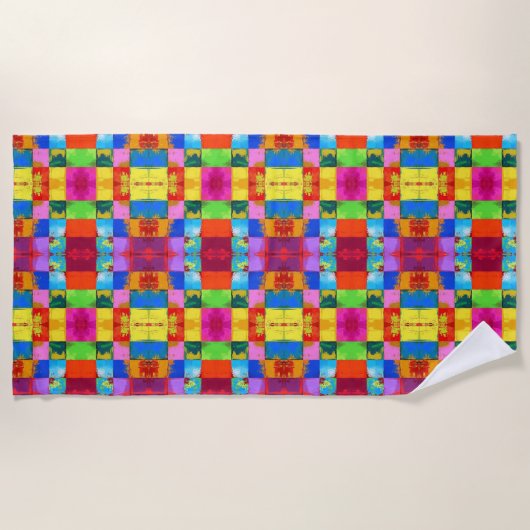 Pop Art grunge Kleurblokken Strandlaken (Voorkant)