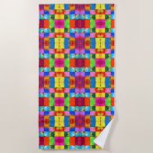 Pop Art grunge Kleurblokken Strandlaken (Voorkant)