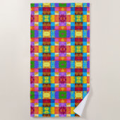 Pop Art grunge Kleurblokken Strandlaken (Voorkant)