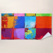 Pop Art grunge Kleurblokken Strandlaken (Voorkant)