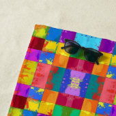 Pop Art grunge Kleurblokken Strandlaken (In situ)