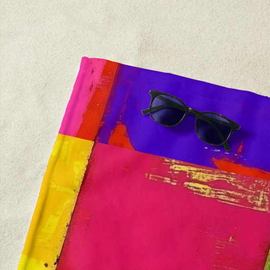 Pop Art grunge Kleurblokken Strandlaken (In situ)