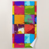 Pop Art grunge Kleurblokken Strandlaken (Voorkant)