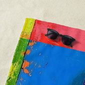 Pop Art grunge Kleurblokken Strandlaken (In situ)