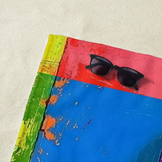 Pop Art grunge Kleurblokken Strandlaken (In situ)