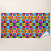 Pop Art grunge Kleurblokken Strandlaken (Voorkant)