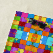 Pop Art grunge Kleurblokken Strandlaken (In situ)