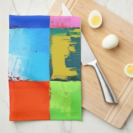 Pop Art grunge Kleurblokken Theedoek (Quarter Fold)