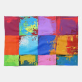 Pop Art grunge Kleurblokken Theedoek (Horizontaal)