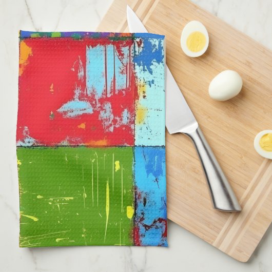 Pop Art grunge Kleurblokken Theedoek (Quarter Fold)