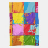Pop Art grunge Kleurblokken Theedoek (Verticaal)