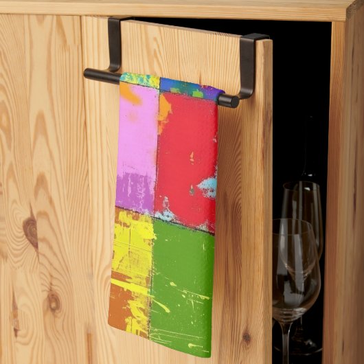 Pop Art grunge Kleurblokken Theedoek (Derde Gevouwen)