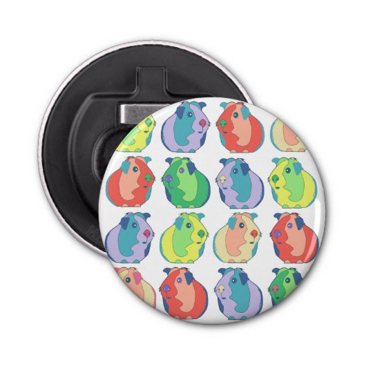 Pop Art Guinea Pig Pattern Button Flesopener (Voorkant)