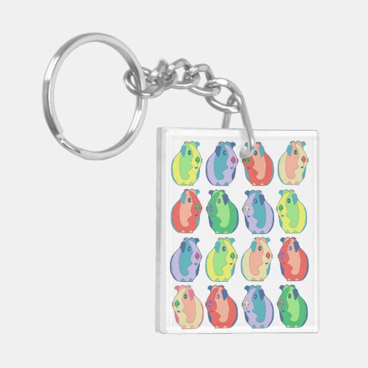 Pop Art Guinea Pig Pattern Sleutelhanger (Voorkant Links)