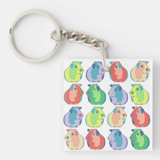 Pop Art Guinea Pig Pattern Sleutelhanger (Voorkant)