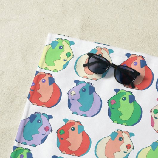 Pop Art Guinea Pig Pattern Strandlaken (In situ)
