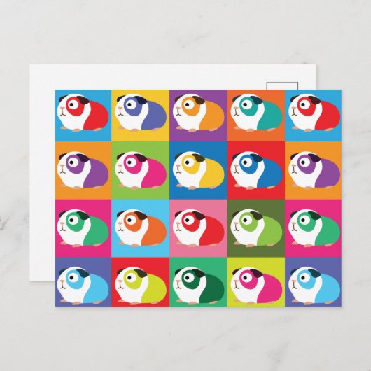 Pop Art Guinea Pigs Briefkaart (Voorkant / Achterkant)